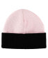 Фото #1 товара Men's Embroidered Logo Pink and Black Cuffed Knitted Beanie hat