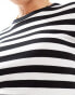 River Island baby tee in black and white stripe Черный, 40 - фото #4