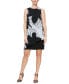 Women's Printed-Overlay Sleeveless Shift Dress