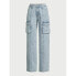 Фото #2 товара Scoop Low Slung Wide Leg Cargo Jeans Women's 4 Light Blue Cotton Pull-On Solid