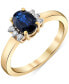 ფოტო #1 პროდუქტის Sapphire (1 ct. t.w.) & Diamond (1/8 ct. t.w.) Oval Ring in 14k Gold