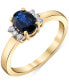 Фото #1 товара Sapphire (1 ct. t.w.) & Diamond (1/8 ct. t.w.) Oval Ring in 14k Gold