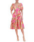 ფოტო #1 პროდუქტის Women's Floral-Print Puff-Sleeve Midi Dress