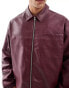 ASOS DESIGN oversized faux leather coach jacket with elasticated hem in burgundy