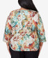 ფოტო #3 პროდუქტის Plus Size Classic Earth Floral Crew Neck Top