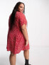 Фото #3 товара Wednesday's Girl Curve smudge spot mini smock dress in red