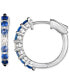 ფოტო #2 პროდუქტის Ombré® Denim Ombré (3/4 ct. t.w.) & White Sapphire (1/8 ct. t.w.) Small Hoop Earrings in 14k White Gold, 0.7"