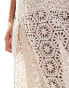 Amy Lynn crochet halter midaxi dress with cut out back detail in natural Бежевый, M - DE 36 - фото #4