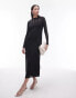 Фото #3 товара Topshop jersey ladder detail long sleeve maxi dress in black