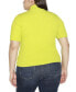 ფოტო #2 პროდუქტის Black Label Plus Size Mock Neck Zip Front Ribbed Short Sleeve Sweater