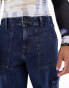 Фото #2 товара ASOS DESIGN baggy jeans with cargo pockets in dark wash blue