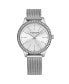 ფოტო #1 პროდუქტის Women's Quartz Crystal Studded SilverCase and Dilver Mesh Bracelet, Silver Hands and Markers Watch