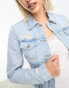 Фото #4 товара COLLUSION shrunken denim jacket co-ord in light blue