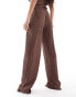 Фото #3 товара ASOS DESIGN wide leg plisse trousers co ord in light brown