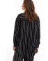 ASOS DESIGN relaxed shirt with linen in black stripe