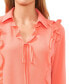 Фото #3 товара Women's Collared V-Neck Ruffled Blouse