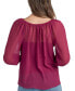 ფოტო #2 პროდუქტის Juniors' Keyhole-Neck Raglan-3/4-Sleeve Textured Top