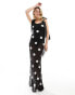 Фото #2 товара ASOS DESIGN mesh maxi dress with contrast satin ties in spot print