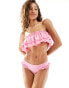 Monki co-ord side ruffle frills bikini brief in pink Розовый, XS - EU 34-36 - фото #1