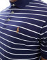 Polo Ralph Lauren icon logo stripe pima cotton polo slim fit in navy/white Бело-синий, XL - Chest 46-48 - фото #3