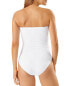 Фото #2 товара Tommy Bahama 299860 Pearl Shirred Bandeau One-Piece Swimsuit in White Size 10