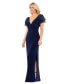 Women's Sequin-Sleeve Surplice-Neck Gown