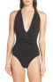 Фото #1 товара Tory Burch Women's 180612 Tie Front One-Piece Swimsuit Black Size XL