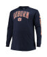 Men's Navy Auburn Tigers Big and Tall 2-Hit Long Sleeve T-shirt Синий, 3XB - фото #3