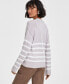 ფოტო #4 პროდუქტის Women's V-Neck Striped Cardigan, Created for Macy's