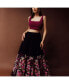 ფოტო #4 პროდუქტის Women's Velvet Lehenga Choli Set with Floral Resham Embroidery