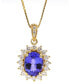 ფოტო #1 პროდუქტის Tanzanite (2 ct. t.w.) & Diamond (1/2 ct. t.w.) Oval Halo 18" Pendant Necklace in 10k Gold