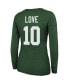 ფოტო #2 პროდუქტის Women's Threads Jordan Love Green Green Bay Packers Name and Number Long Sleeve Scoop Neck Tri-Blend T-shirt