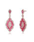 Фото #1 товара 18K Rose Gold Plated Clear and Red Cubic Zirconia Accent Dangle Earrings