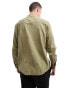 Pull&Bear linen look grandad neck shirt in green grün, XS - фото #2