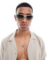 ASOS DESIGN square racer sunglasses with smoke lens in neutral