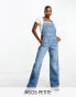 ASOS DESIGN Petite denim dungaree in mid blue