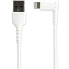 Фото #2 товара StarTech.com 6ft (2m) Durable USB A to Lightning Cable - White 90° Right Angled Heavy Duty Rugged Aramid Fiber USB Type A to Lightning Charging/Sync Cord - Apple MFi Certified - iPhone - 2 m - Lightning - USB A - Male - Male - White