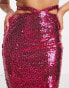 Фото #3 товара Simmi Tall sequin cut out waist maxi skirt co-ord in pink