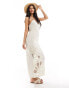 Фото #4 товара ASOS DESIGN linen midi slip dress with cutwork floral detail in natural