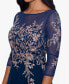 Embroidered 3/4-Sleeve Gown
