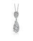 Фото #2 товара Sterling Silver with White Gold Plated Two Clear Pear Round Cubic Zirconia Halo Pendant