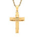 18k Gold Plated Stainless Steel Cut Accented Cross Pendant