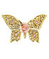 ფოტო #1 პროდუქტის Gold-Tone Pink Crystal and Porcelain Rose Butterfly Brooch