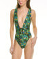 Weworewhat Belted Plunge One-Piece Women's Green M