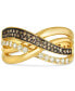 ფოტო #2 პროდუქტის Chocolate Diamond & Nude Diamond Crossover Ring (1/3 ct. t.w.) in 14k Gold