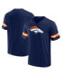 Фото #1 товара Men's Navy Denver Broncos Jersey Tackle V-Neck T-shirt