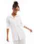 Esmee Exclusive textured oversized beach shirt co-ord in white weiß, 34 - фото #3