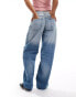 Weekday Rail mid waist baggy fit jeans in tide blue wash