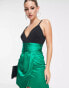 Женское мини-платье Collective The Label Exklusives Minikleid in Smaragdgrün mit tiefem Ausschnitt und geraffter Taille BLACK/EMERALD, US 4 - фото #8