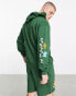 Фото #4 товара ASOS DESIGN co-ord oversized hoodie in dark green with skate multiplacement puff print